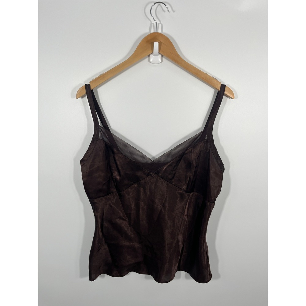 Womens Y2K‎ Babydoll Top L Brown V Neck Chic Minimalist Euro Summer Going Out